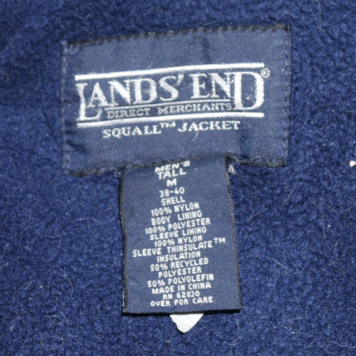 Lands' End Men's Blue Windbreaker Jacket M Tall Outdoor Nylon Lined