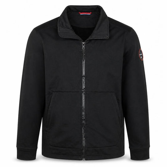 Front view of Napapijri Men's Black XL Softshell Zip Jacket Water Resistant