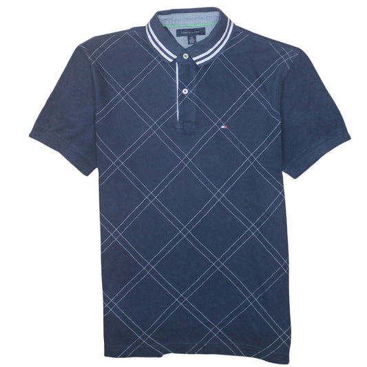 Tommy Hilfiger Men's Blue Argyle Pattern Cotton Polo Shirt L