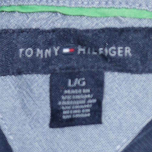 Tommy Hilfiger Men's Blue Argyle Pattern Cotton Polo Shirt L