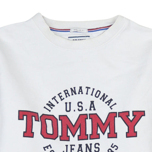 Tommy Jeans Men's White Logo Sweatshirt Regular Fit M