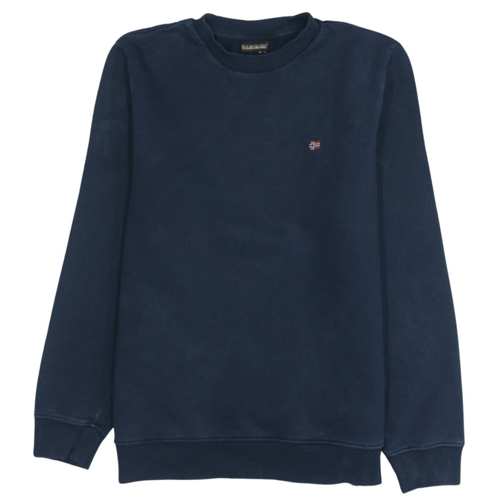 Napapijri Men's Blue Pullover Sweatshirt Medium Crew Neck Classic Style