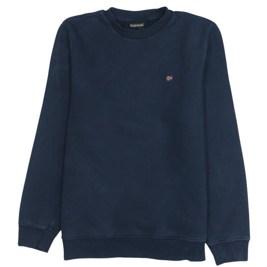 Napapijri Men's Blue Pullover Sweatshirt Medium Crew Neck Classic Style