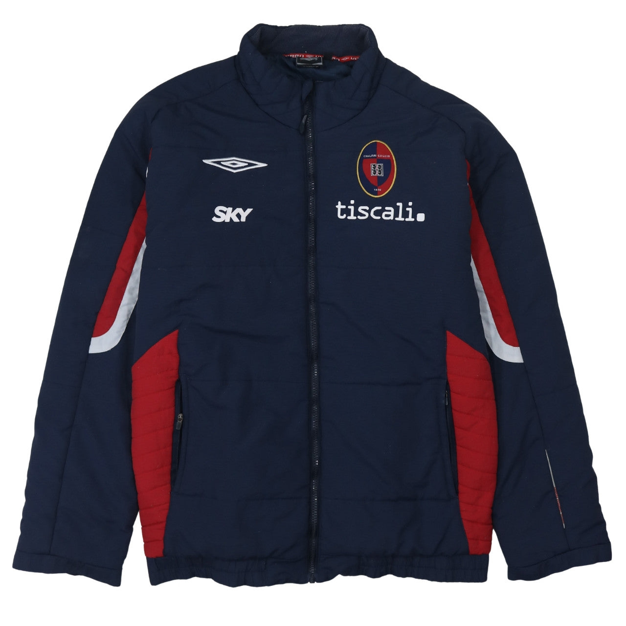Umbro Men’s Blue Cagliari Calcio Full Zip Puffer Jacket Size L