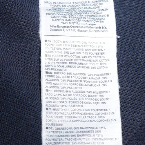Nike Men's Blue Full Zip Hoodie XL Regular Fit Cotton Blend
