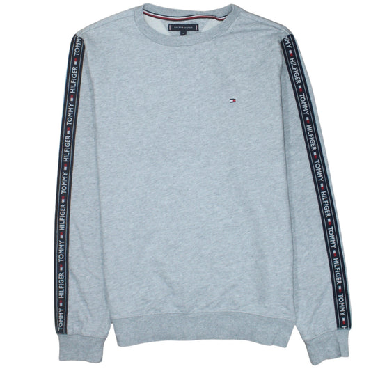 Tommy Hilfiger Men's Grey Logo Tape Crew Neck Sweatshirt M