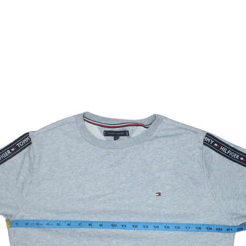 Tommy Hilfiger Men's Grey Logo Tape Crew Neck Sweatshirt M
