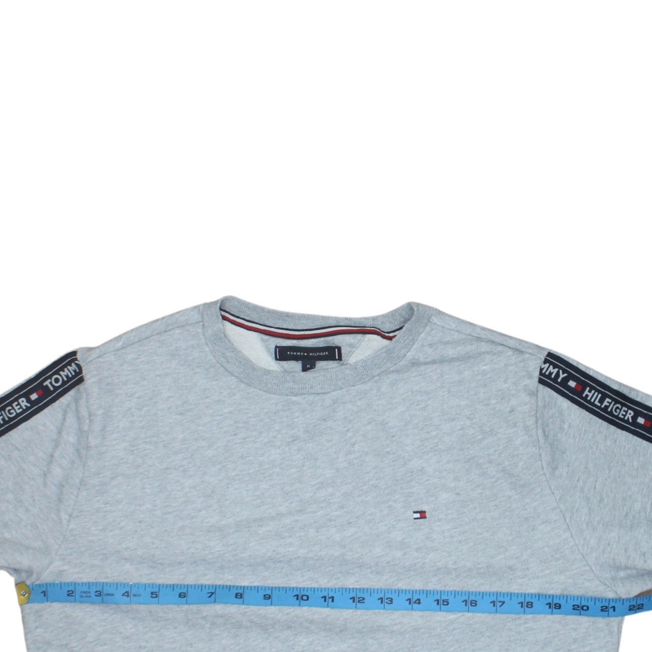 Tommy Hilfiger Men's Grey Logo Tape Crew Neck Sweatshirt M