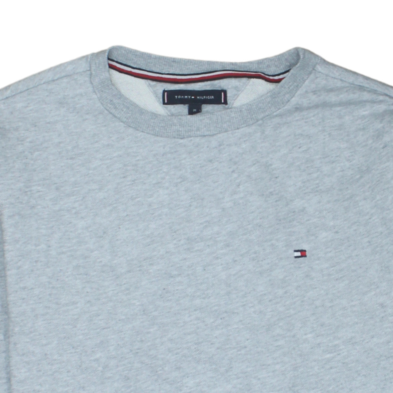 Tommy Hilfiger Men's Grey Logo Tape Crew Neck Sweatshirt M