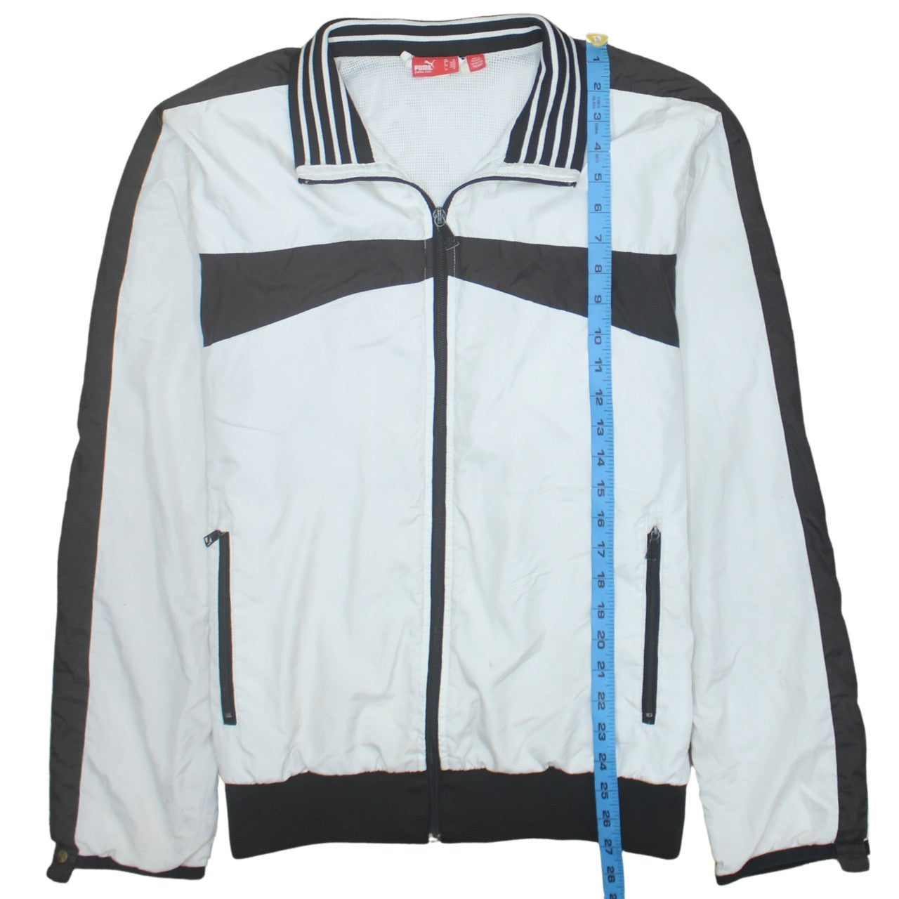 Puma Men's White Black Bomber Jacket Size M Full Zip Sports Style