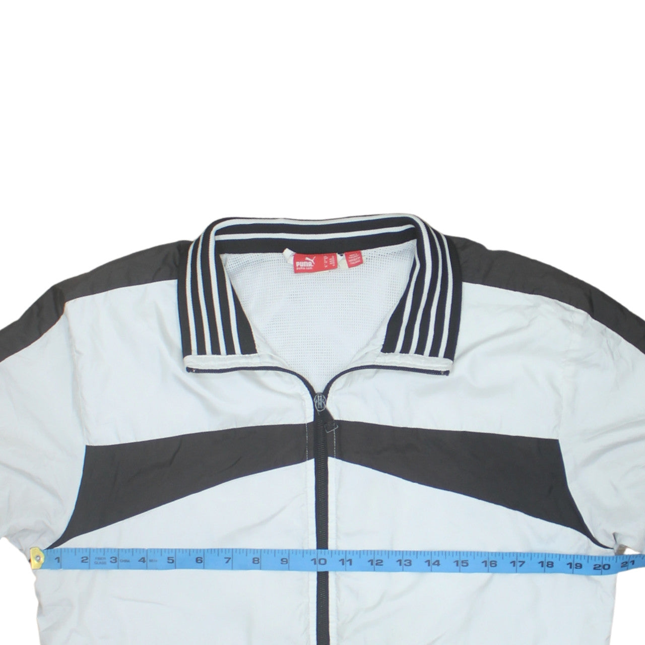 Puma Men's White Black Bomber Jacket Size M Full Zip Sports Style