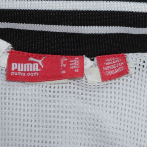 Puma Men's White Black Bomber Jacket Size M Full Zip Sports Style