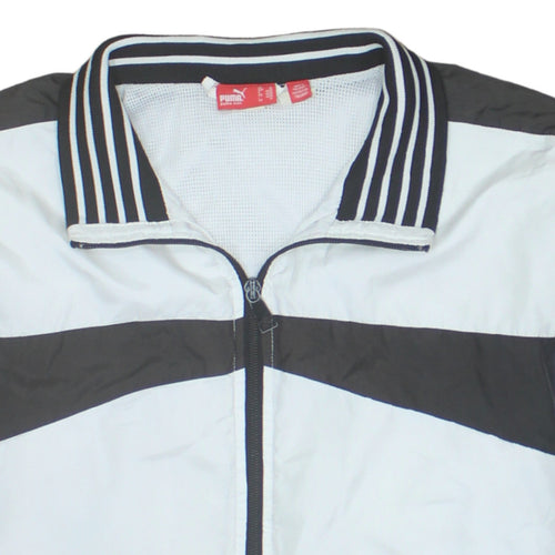 Puma Men's White Black Bomber Jacket Size M Full Zip Sports Style