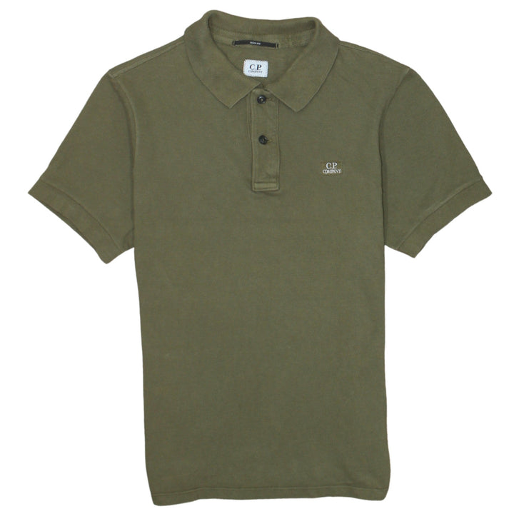 C.P. Company Men's Green Cotton Short Sleeve Polo Shirt Size S
