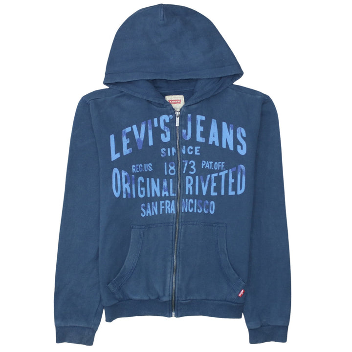 Levi’s Boys Blue Full Zip Hoodie Age 14 – 100% Cotton Graphic Print Casual Top