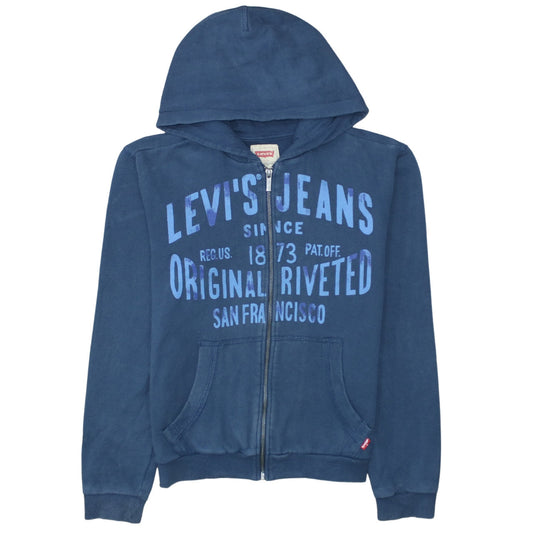 Levi’s Boys Blue Full Zip Hoodie Age 14 – 100% Cotton Graphic Print Casual Top