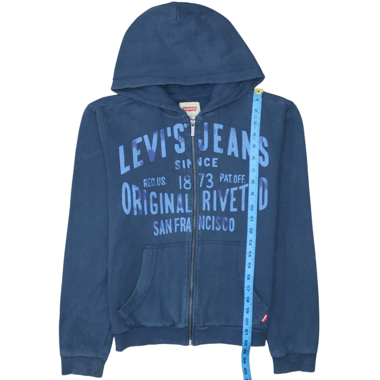 Levi’s Boys Blue Full Zip Hoodie Age 14 – 100% Cotton Graphic Print Casual Top