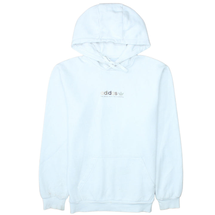 Adidas Womens White Pullover Hoodie Small Logo Cotton Blend Casual