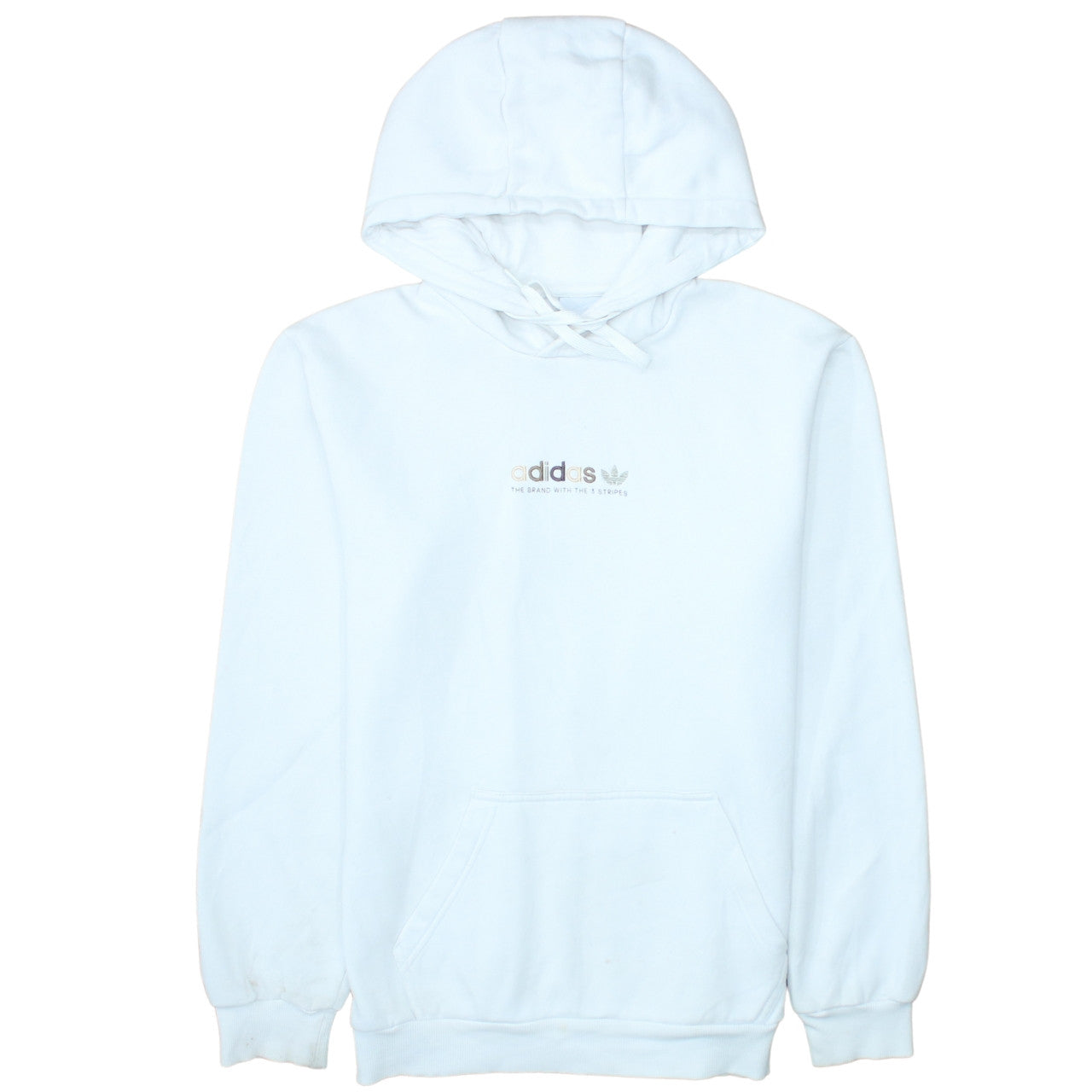 Adidas Womens White Pullover Hoodie Small Logo Cotton Blend Casual