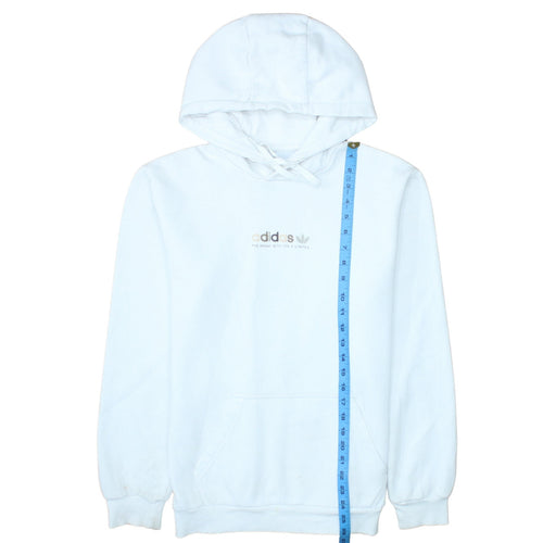 Adidas Womens White Pullover Hoodie Small Logo Cotton Blend Casual