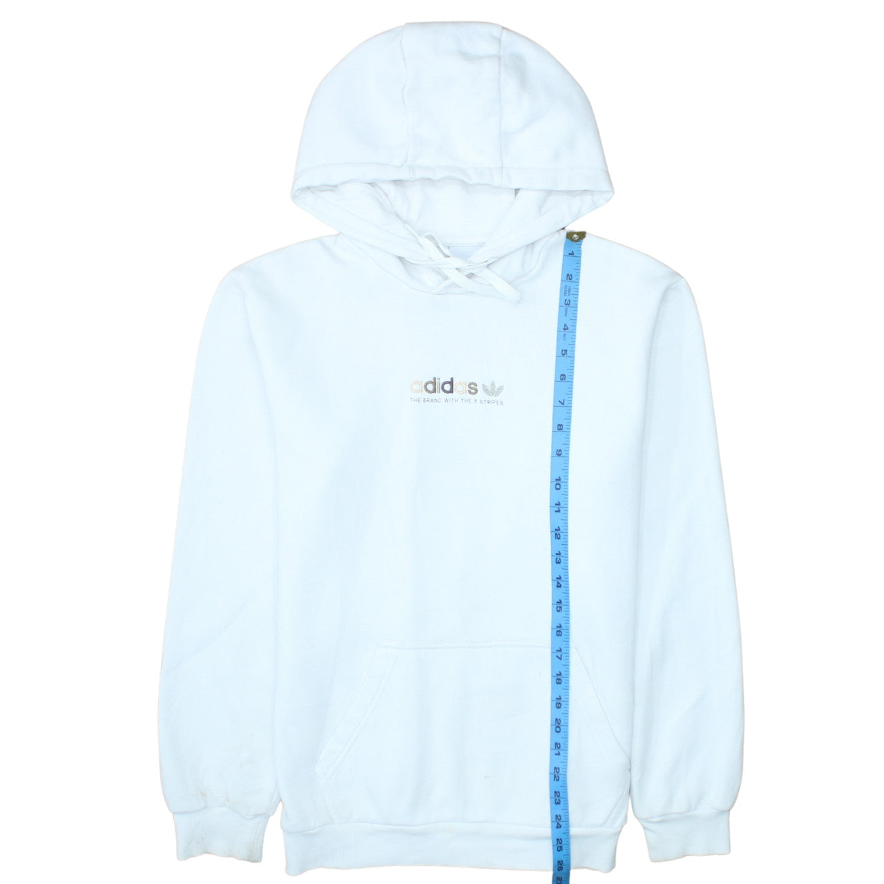 Adidas Womens White Pullover Hoodie Small Logo Cotton Blend Casual