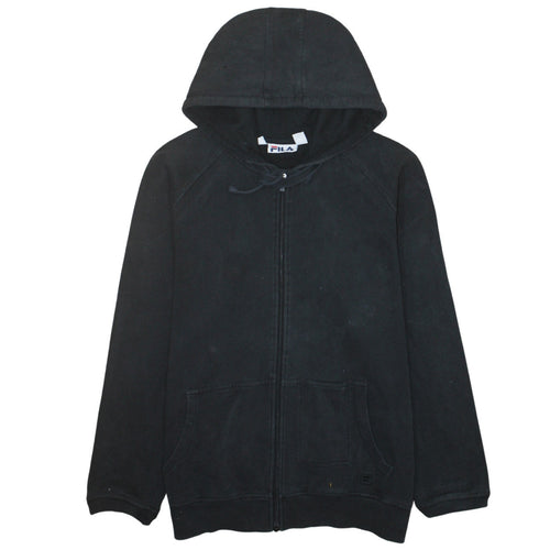 FILA Mens Black Full Zip Hoodie Sweatshirt M Fleece Lined Casual