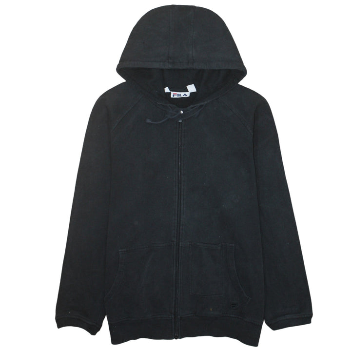 FILA Mens Black Full Zip Hoodie Sweatshirt M Fleece Lined Casual