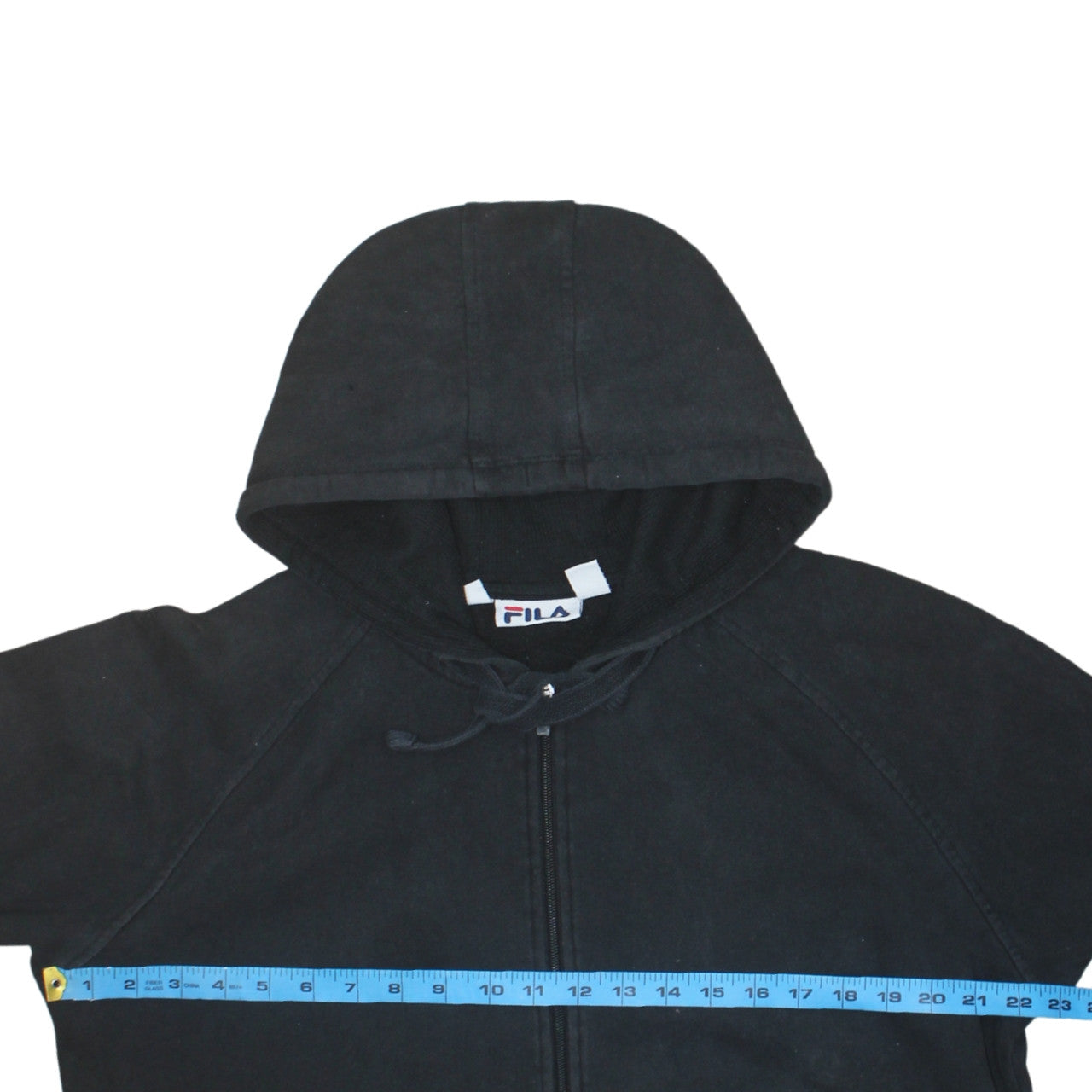 FILA Mens Black Full Zip Hoodie Sweatshirt M Fleece Lined Casual