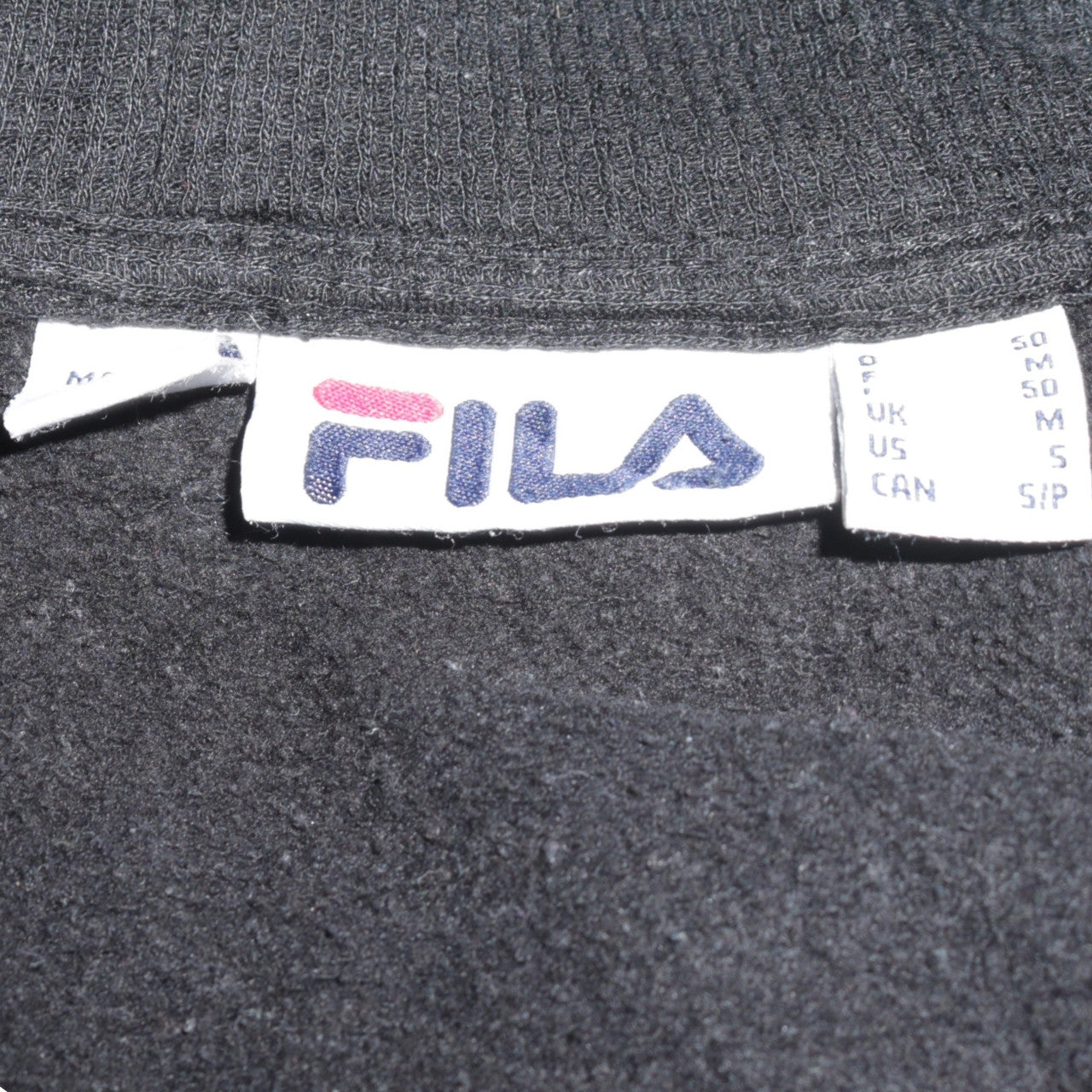FILA Mens Black Full Zip Hoodie Sweatshirt M Fleece Lined Casual
