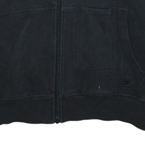 FILA Mens Black Full Zip Hoodie Sweatshirt M Fleece Lined Casual