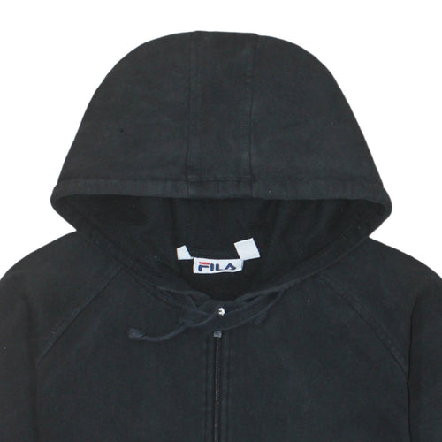 FILA Mens Black Full Zip Hoodie Sweatshirt M Fleece Lined Casual
