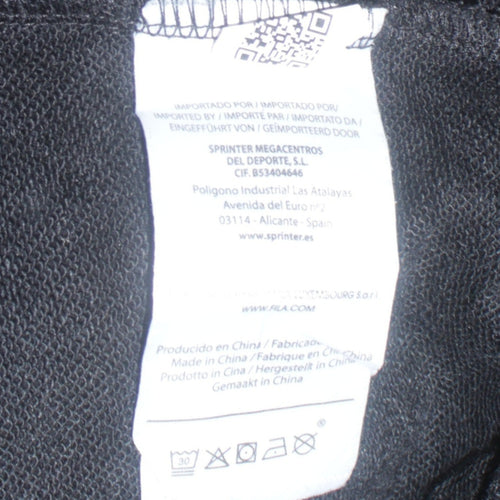 Fila Womens Black Large Pullover Hoodie with Logo and Tape Detail