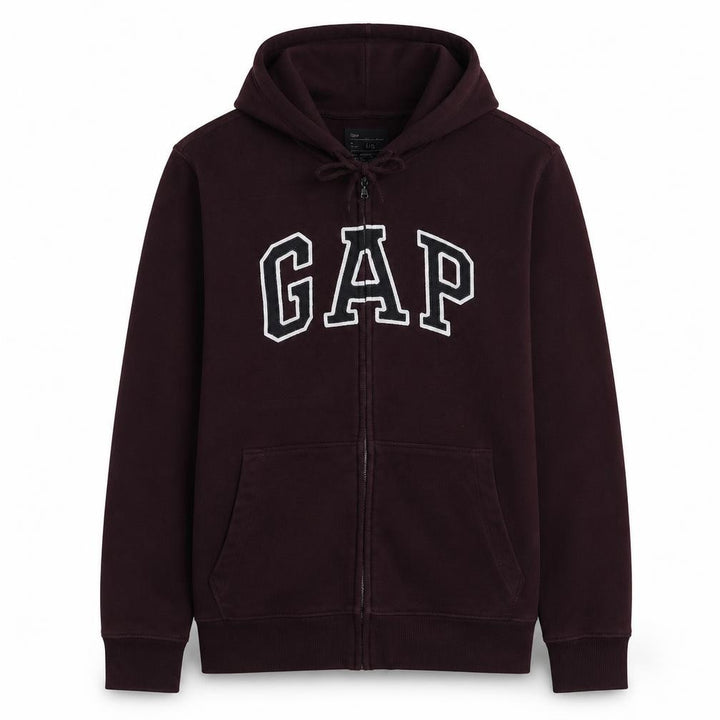 Gap Men's Brown Full Zip Hoodie L Cotton College Style