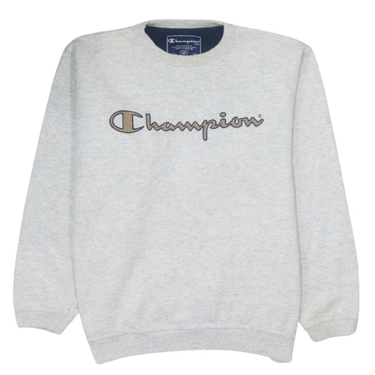 Champion Mens Grey Embroidered Logo Pullover Sweatshirt M