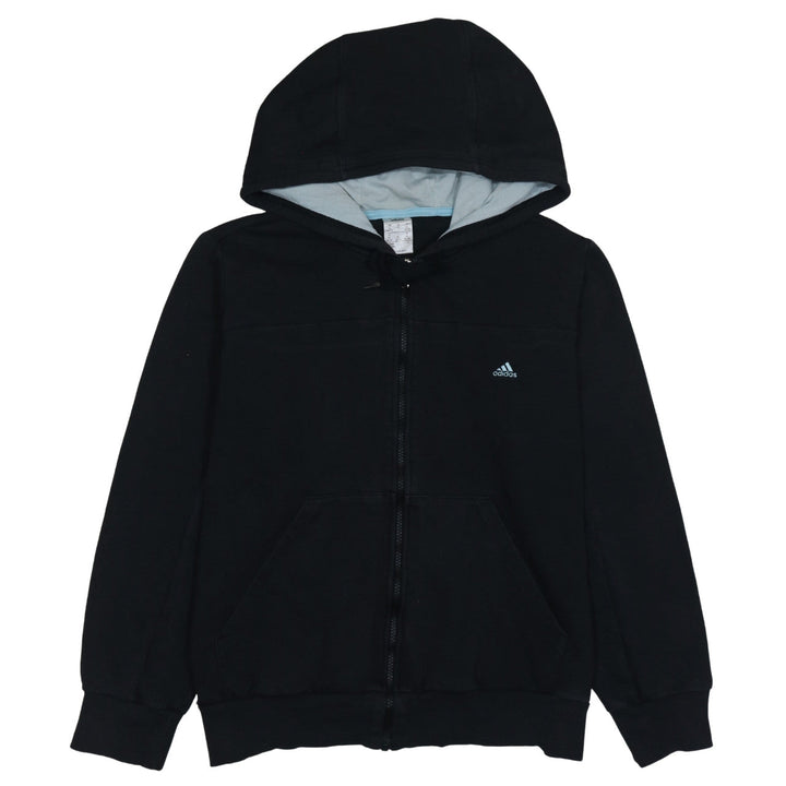 Adidas Women Black Full Zip Hoodie XL Cotton Blend Hooded Sweatshirt