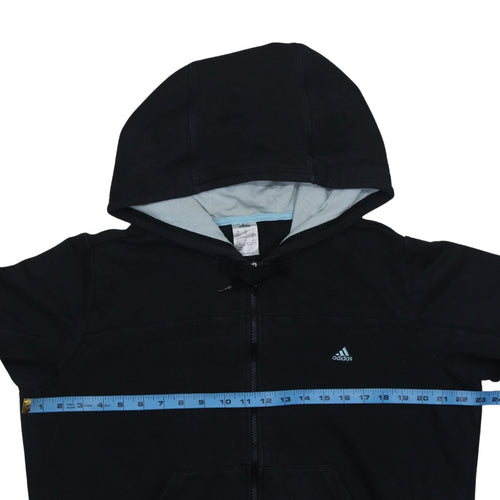 Adidas Women Black Full Zip Hoodie XL Cotton Blend Hooded Sweatshirt