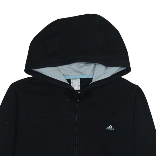 Adidas Women Black Full Zip Hoodie XL Cotton Blend Hooded Sweatshirt