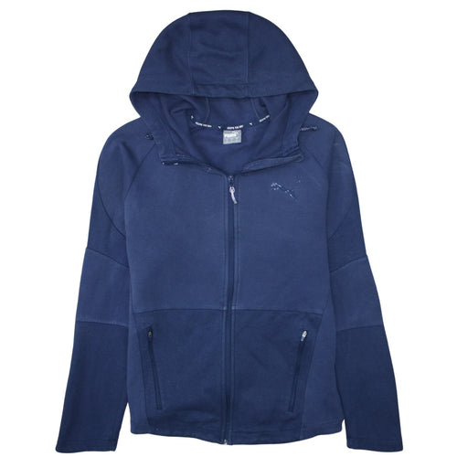 Puma Men's Navy Blue Full Zip Hoodie Size M with Logo Design