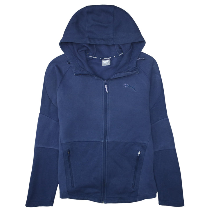 Puma Men's Navy Blue Full Zip Hoodie Size M with Logo Design
