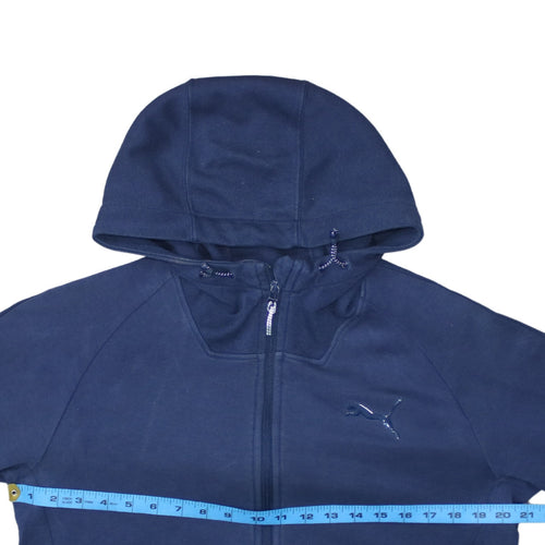 Puma Men's Navy Blue Full Zip Hoodie Size M with Logo Design