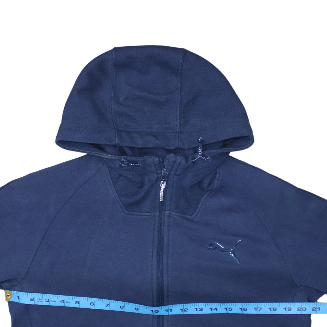 Puma Men's Navy Blue Full Zip Hoodie Size M with Logo Design
