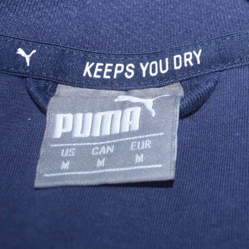 Puma Men's Navy Blue Full Zip Hoodie Size M with Logo Design
