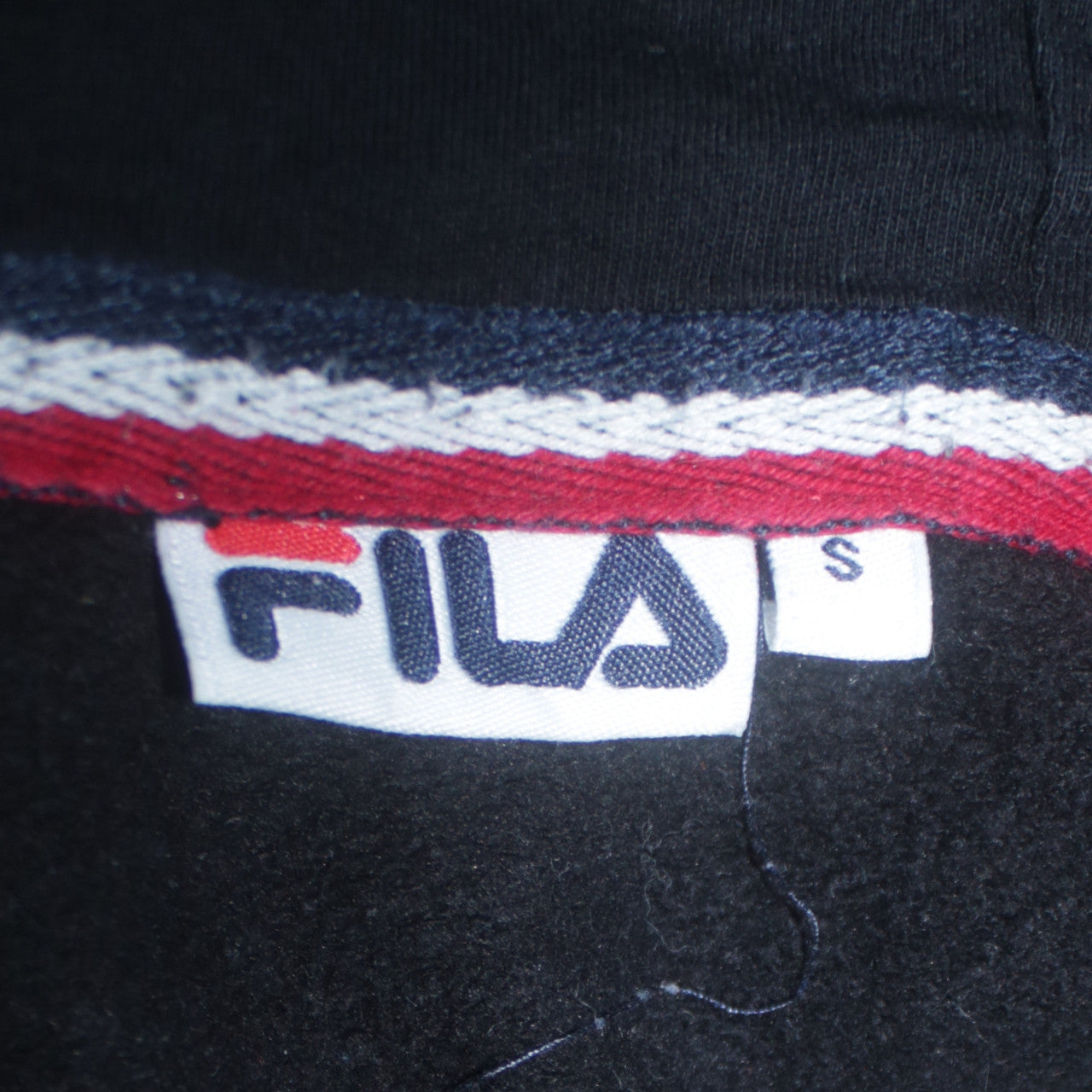 FILA Men's Black Pullover Hoodie Small Logo Graphic Fleece Sweatshirt