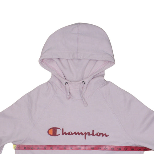 Champion Womens Pink Pullover Hoodie Medium Logo Graphic Cotton Blend