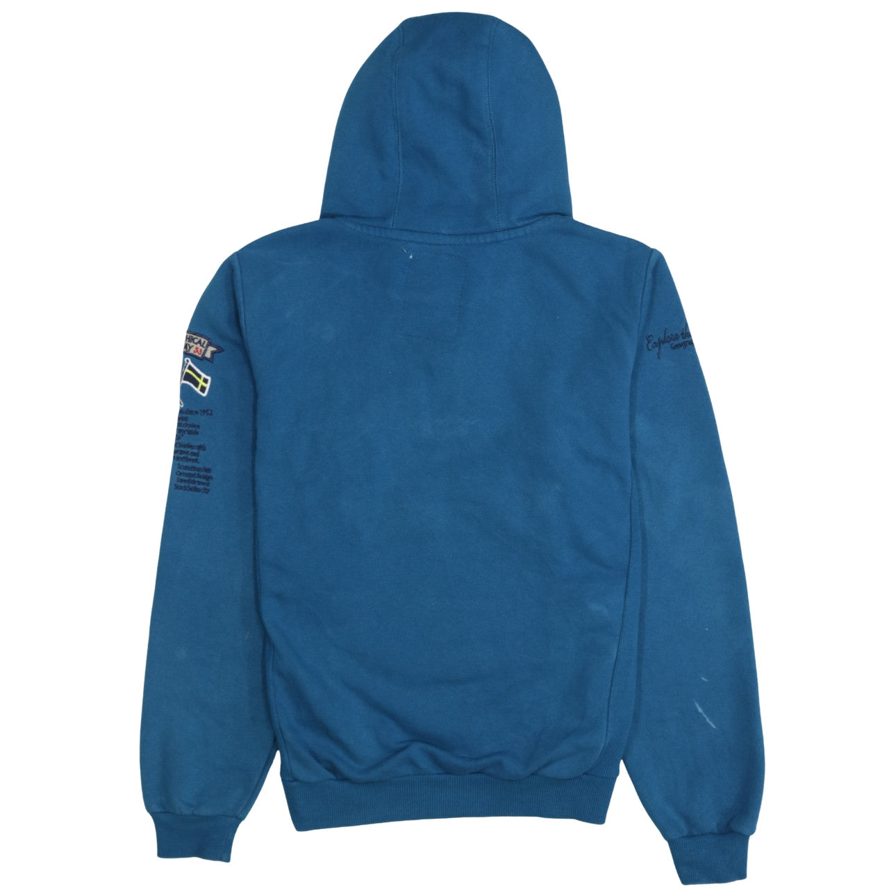 Geographical Norway Men's Blue L 1/2 Zip Hooded Sweatshirt