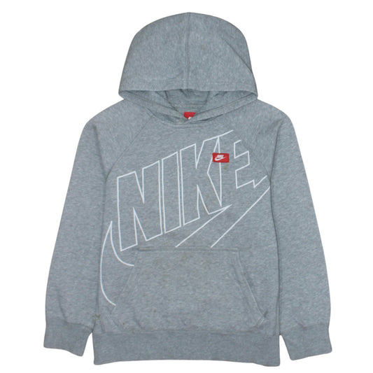 Nike Boys Grey Pullover Hoodie 12-13 Years Large Graphic Print Logo