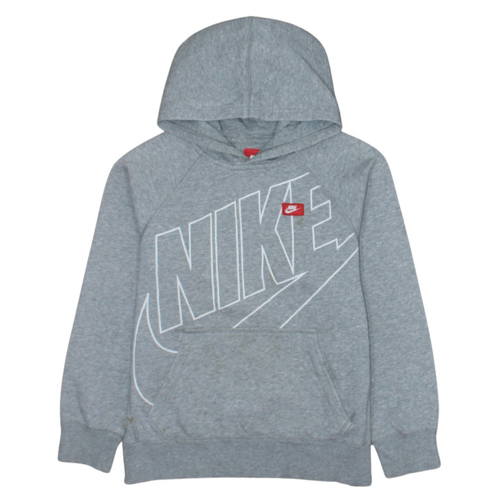 Nike Boys Grey Pullover Hoodie 12-13 Years Large Graphic Print Logo