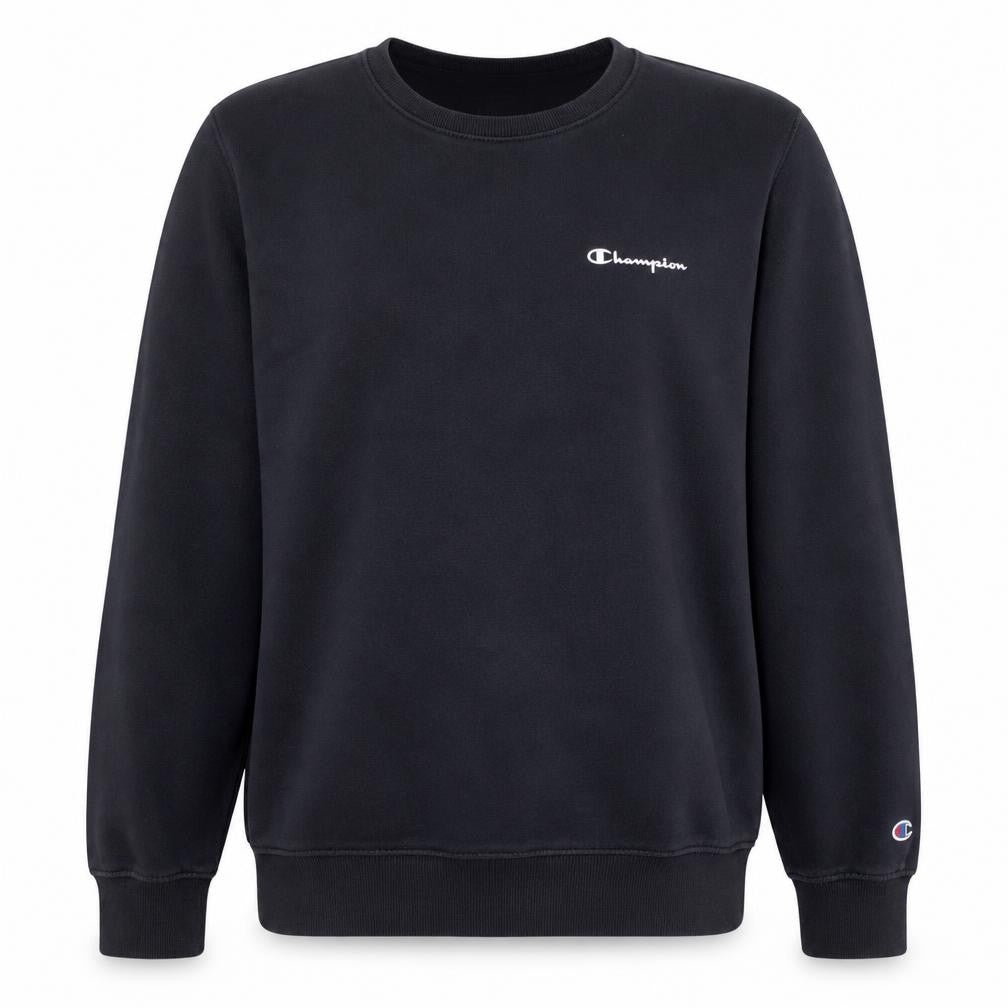 Front view of Champion Men's Black Medium Crew Neck Pullover Sweatshirt