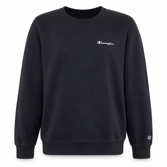 Front view of Champion Men's Black Medium Crew Neck Pullover Sweatshirt
