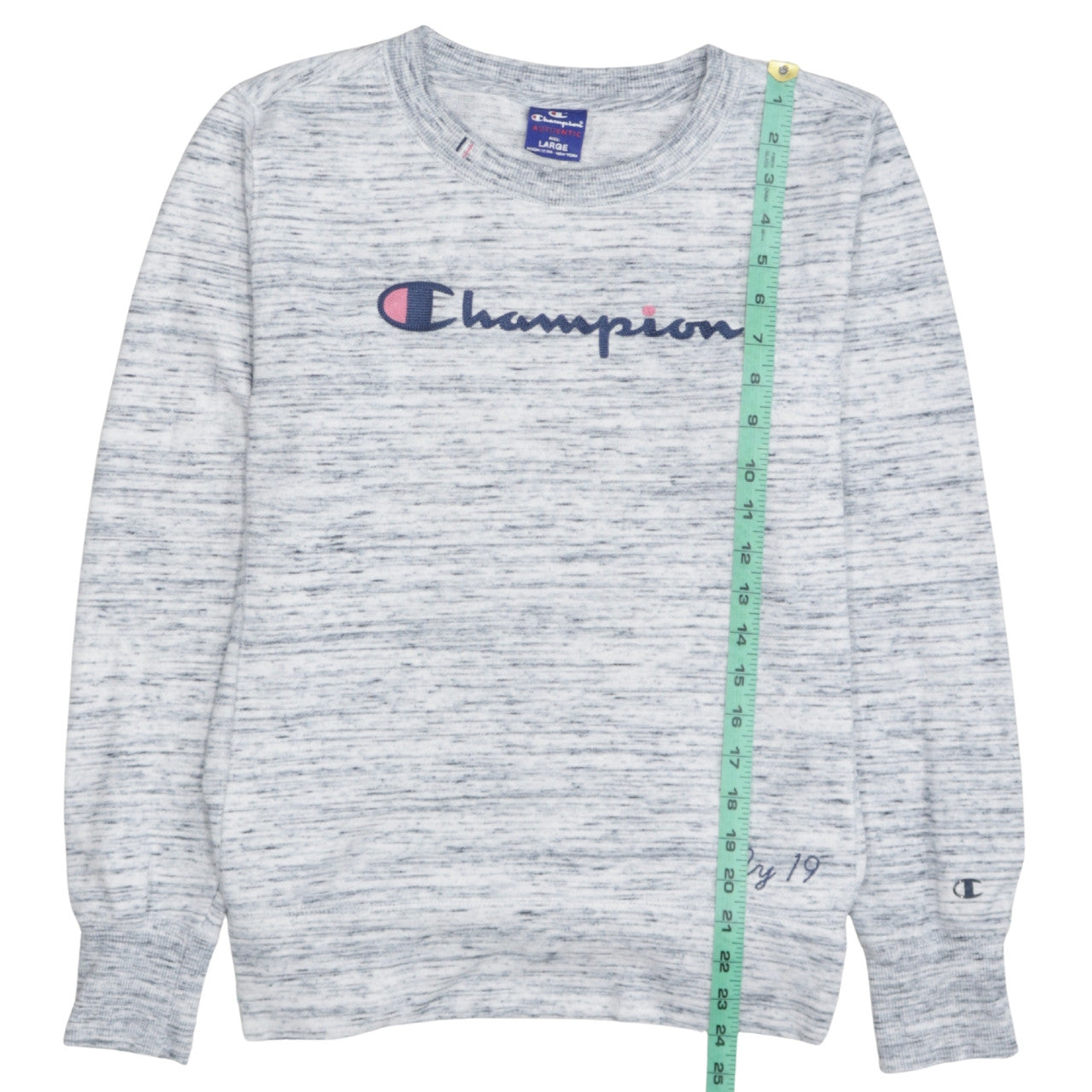 Champion Women’s Grey Marl Pullover Sweatshirt Large Cotton Blend